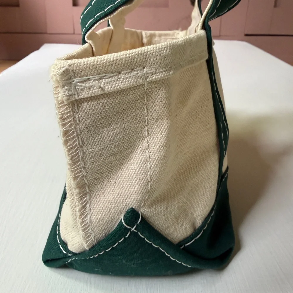 LL Bean Mini Boat And Tote House Embroidered USA Made Canvas Green 6'' EXCELLENT - Picture 4 of 9